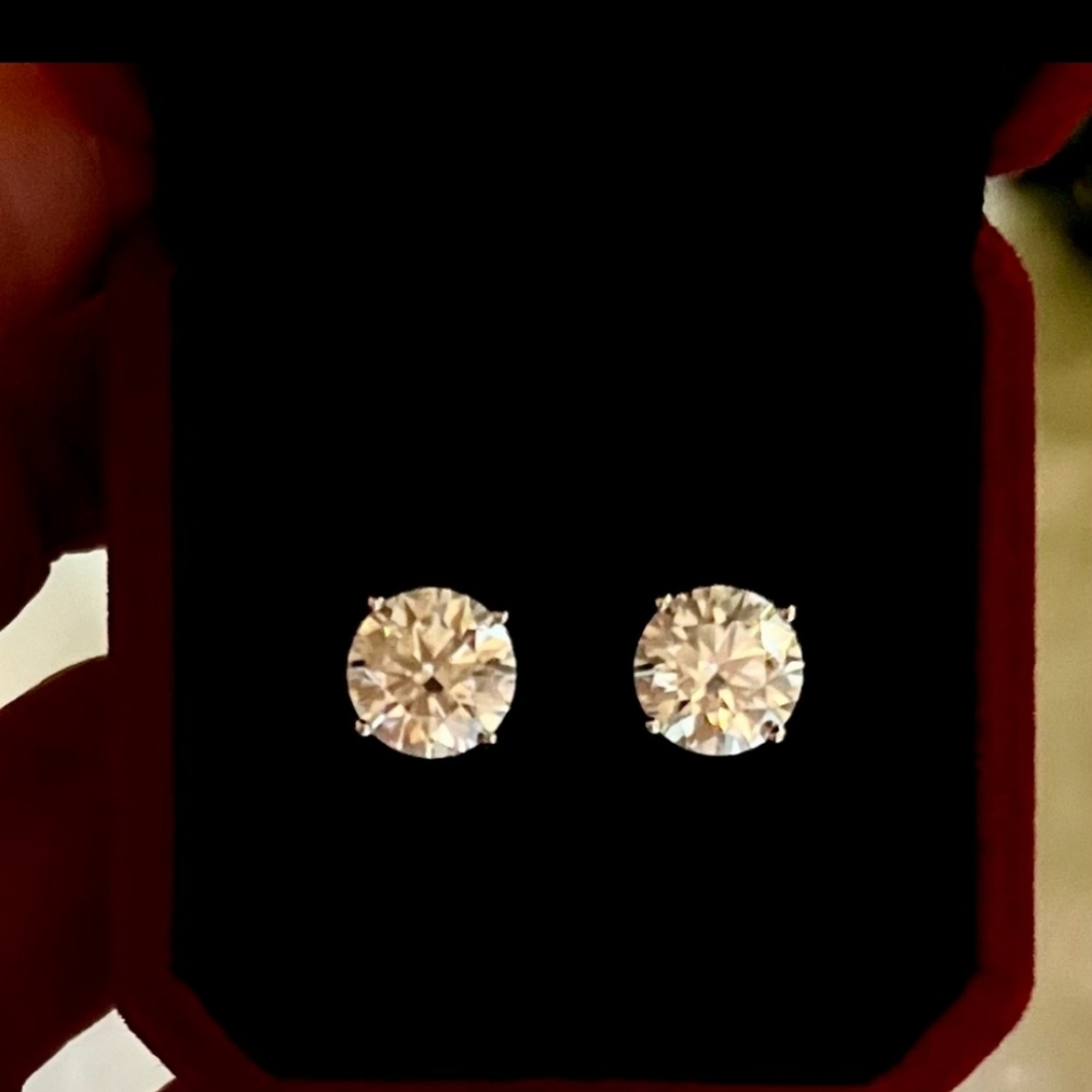 Moissanite Diamond, 6 TCW Stud Earrings